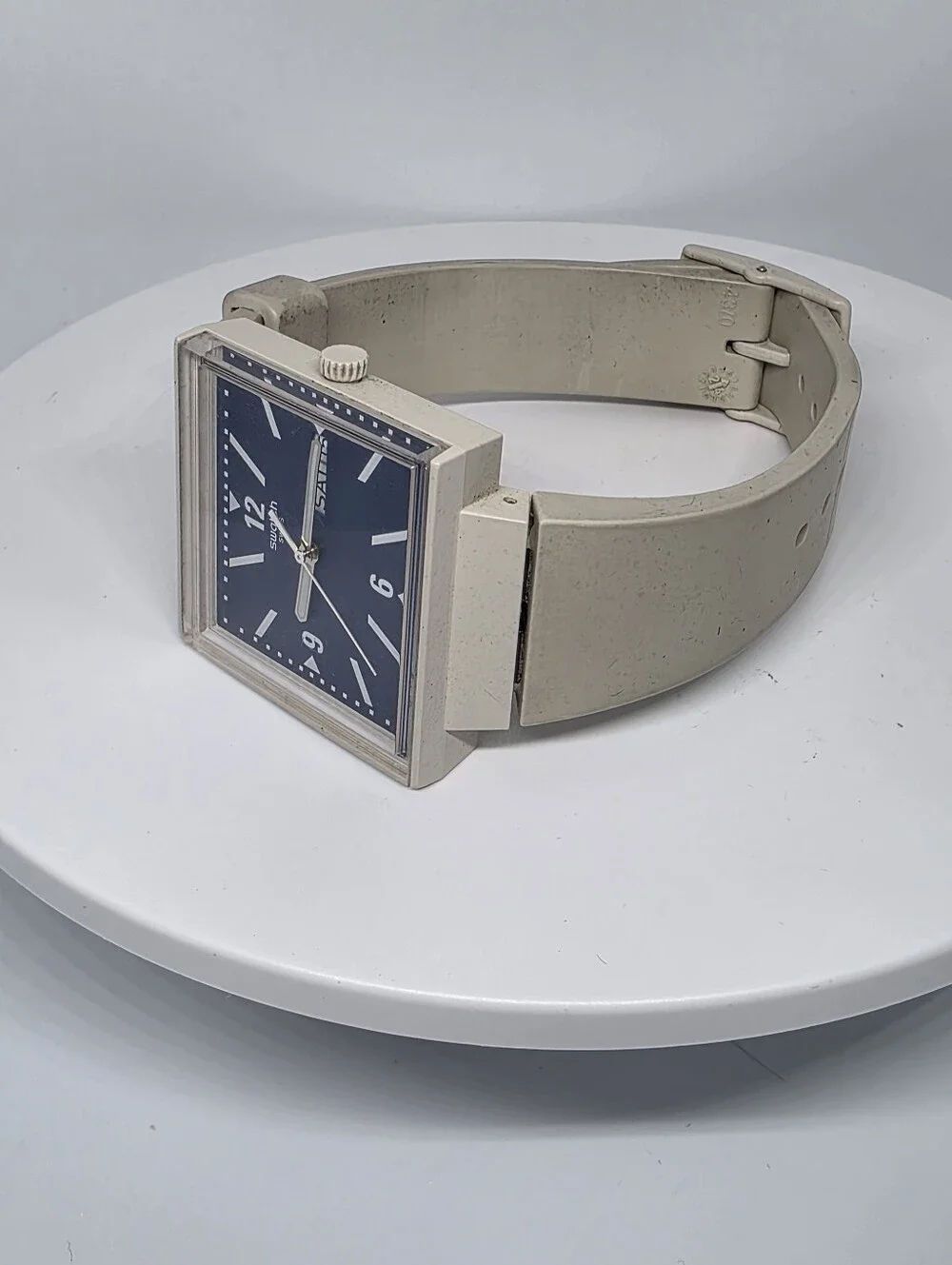 Swatch What If? Beige (SO34T700) Bioceramic Swiss Quartz Watch (Rare!)